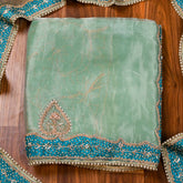 Glass Shimmer Green Unstitched Suit